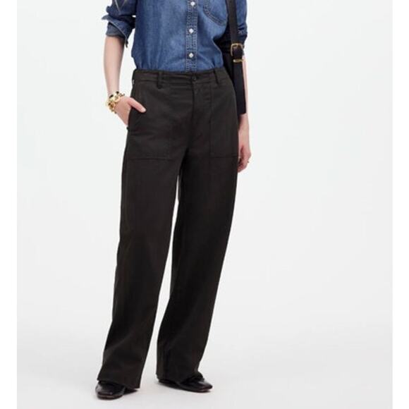 Madewell Petite Low-Slung Baggy Utility Pants Almost Balck NWT 24P - Picture 1 of 9